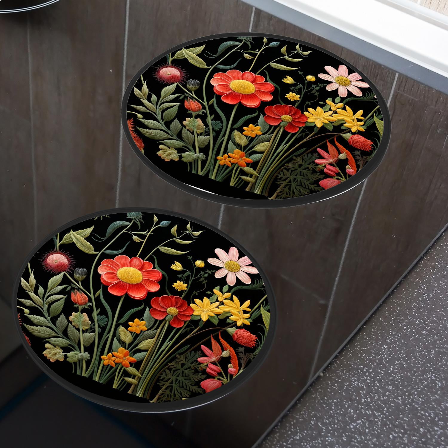 Stove Burner Covers 4 Pcs for Home Decor Cooktop Decorative ,Daisies Floral image, Round Electric Stove Burner Covers 8Inch And 10Inch