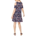 thumbnail image 2 of Style & Co Women's Printed Cold-Shoulder Swing Dress Navy Size X-Small, 2 of 4