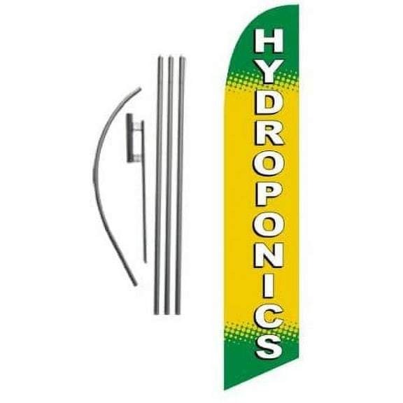 Hydroponics 15ft Feather Banner Swooper Flag Kit - INCLUDES 15FT POLE KIT w/GROUND SPIKE