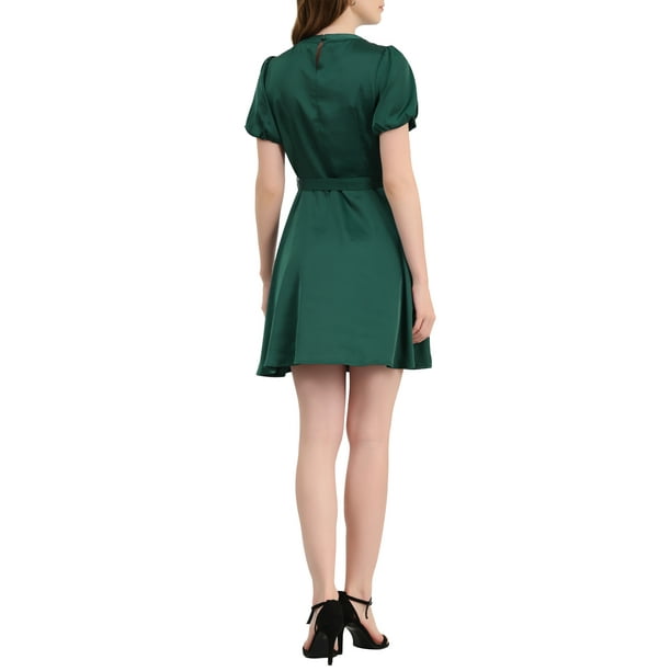 green floral print dress zara Mini Satin Forest Green Slip dress