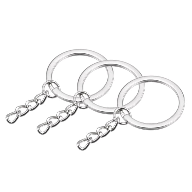 Divididos Llavero Anillos, 2x30mm Redondo Plano Llavero con Cadena para Casa Coche Llaves Organización, Níquel Chapado, Plateado Tono 80uds