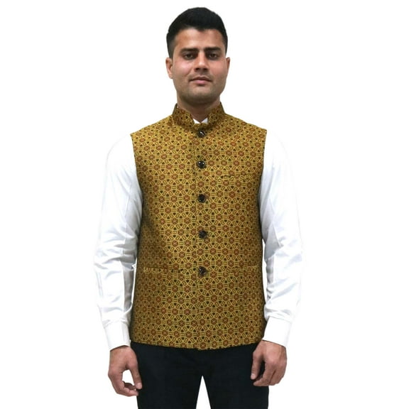 Luxe Jacquard Nehru Jacket for Men - Designer Formal Party Wear, Stylish Indian Wedding Vest Coat, XS to XXXL - Premium Men's Traditional & Designer Vest Coat/Jacket