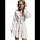 thumbnail image 2 of Vestido Corto Informal de Verano para Mujer, con Escote en V, Larga, Holgado, Cintura Alta, Plisado y Volantes L, 2 of 8