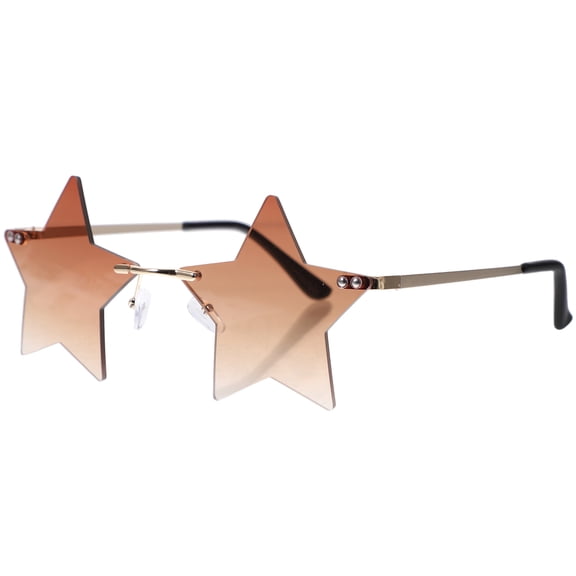 OULII 1Pair Frameless Sunglasses Light Brown Trendy Glasses for Summer Travel