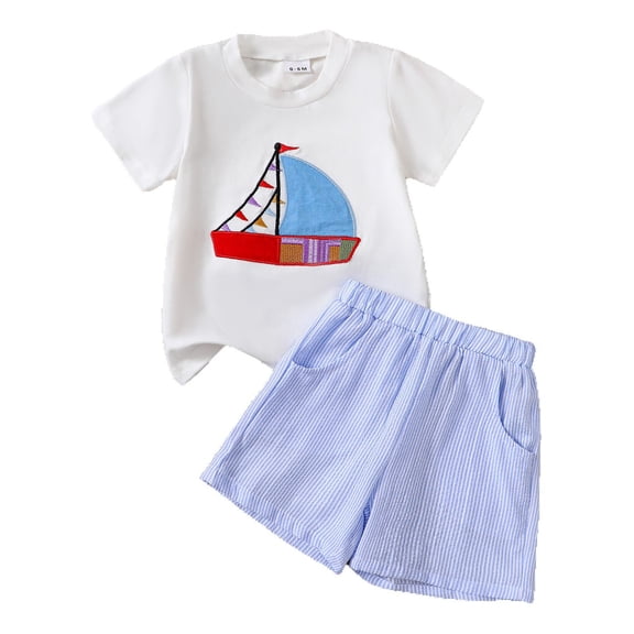 Jamsmile Toddler Boys Outfit Sets Short Sleeve Cartoon Print T Shirts Pullover Tops Striped Shorts Outfits Fall Winter Playwear Little Boy Clothes