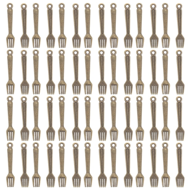 FELTECHELECTR 100 mini cubiertos retro, colgantes de tenedor de aleación para manualidades, bisutería de moda y dijes temáticos para collares y pulseras.