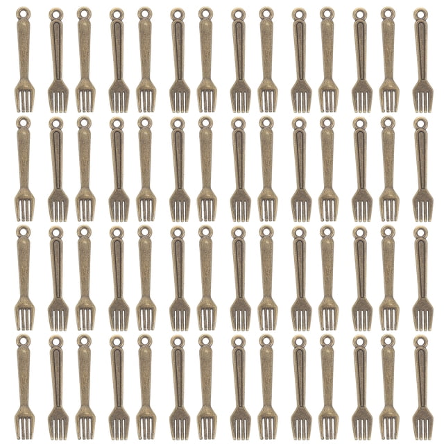100 Pcs Couverts Mignons Pendentif Rétro Mini Couverts Bijoux Miniatures Pendentifs en Alliage pour Fabrication de Bijoux Diy Fourchette Mignonne Couverts pour Collier