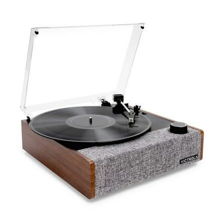 Victrola Eastwood II Record Player  Walnut Finish Turntable with Speakers  Bluetooth 5.1 and Vinyl Stream Technology  Vintage Style 3-Speed Vinyl Player  Audio Technica AT-3600LA Cartridge