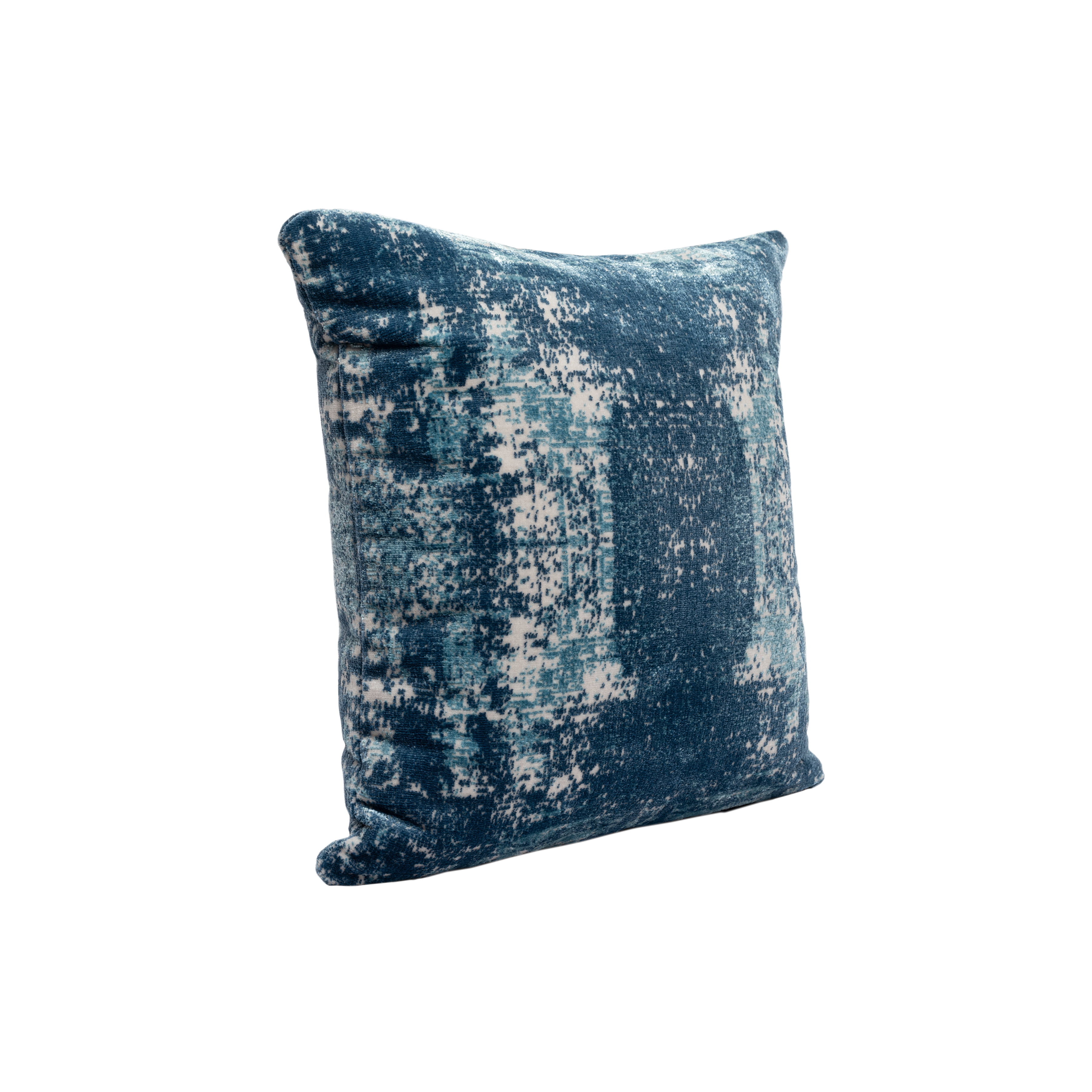 LR Home Milano Performance Blend Poly Filled Pillow in Blue/Ivory, 20" x 20"