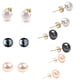 thumbnail image 1 of Aretes Perla Cultivada y Oro 14K GREG J.M. Tres Pares 1.5 cm Largo Perla 7-8 mm Blancas Negras Rosas, 1 of 6