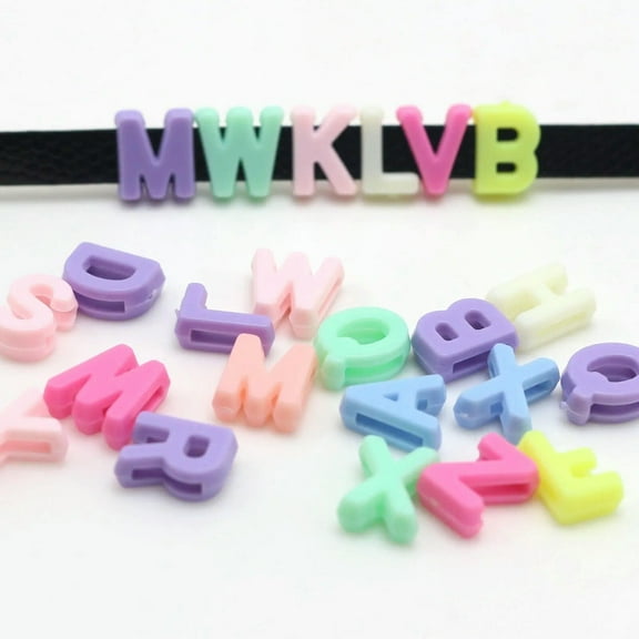 U8MO 200 Mixed Pastel Color Acrylic Alphabet Letter Slide Charm Fit 8mm Wristbands