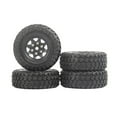 thumbnail image 1 of 4-pack Od 50mm Rubber Rc Car Tires & Wheel Rims Set 7mm Hex Hub Fit For Scx24 Ykc01cm Jimny 1/16 Rc Crawler Car Diy Accessories Parts - Black And Red, 1 of 5