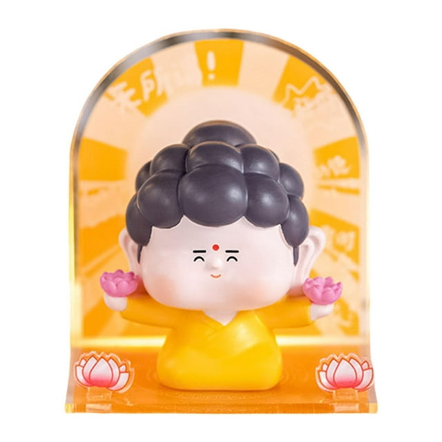 Mini estatua de Buda para decoración de salpicadero de coche, 7 x 5 x 7 cm, con base acrílica. Estilo C