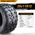 thumbnail image 4 of Free Country Set 2 Premium ATV/UTV tires 26x11R12 8PR Radial w/Side Scuff Guard, 4 of 7