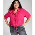 thumbnail image 2 of MSRP $44 And Now This Women Trendy Plus Size Tie-Hem Woven Button Blouse Size 2X, 2 of 2