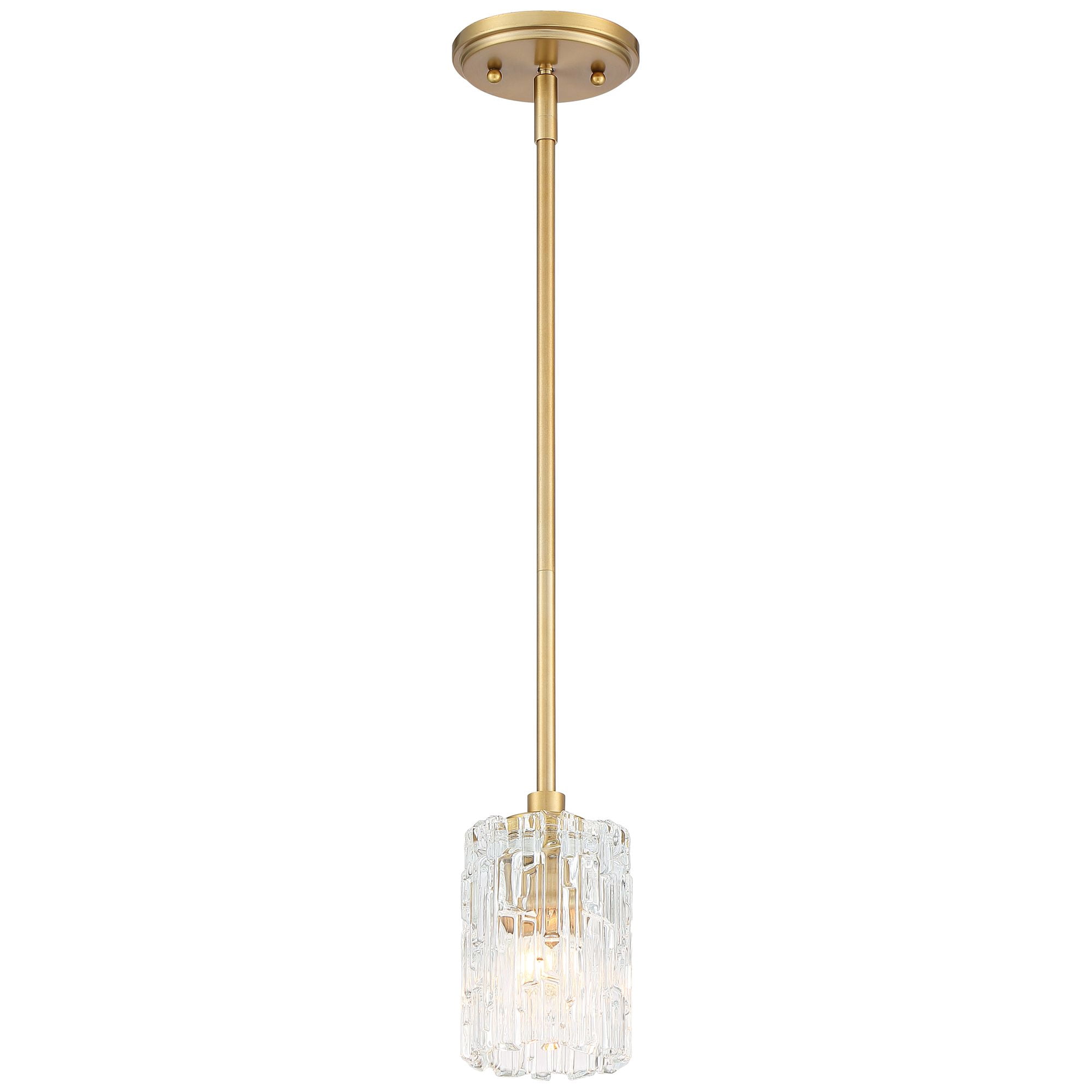 Possini Euro Design Warm Brass Mini Pendant Light 5 1/2" Wide Modern Mid Century Prismatic Clear Glass Fixture for Kitchen Island