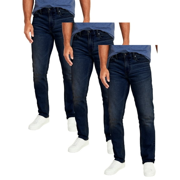 Men's 3-Pack Flex Stretch Slim Straight Jeans with 5 Pocket (Sizes, 30-42)