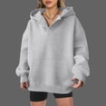 thumbnail image 2 of Women Fashion Solid Casual Neck Pocket Long Sleeve Hooded Sports Hoodie, 2 of 8