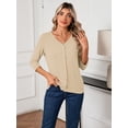 thumbnail image 7 of HOWCOME Women's Lightweight Button-Up Cardigan Soft Knit 3/4 Sleeve Sweater Casual Layer, Beige 2XL, 7 of 7