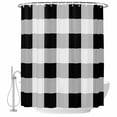 thumbnail image 2 of Black White Plaid Shower Curtain, Waterproof Shower Curtains for Bathroom, Spring Farmhouse Buffalo Checkered Washable Fabric Cloth Bathroom Curtain Set Bathtub Decor with Hook 36''x72'', 2 of 9