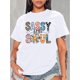 thumbnail image 1 of Camisetas para mujer, de verano, casual, manga corta, cuello redondo, con estampado, color blanco negro, blusaStylish "Sassy Little Soul" Leopard & Floral Print Women's T-Shirt - Casual Round Neck,, 1 of 8