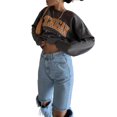 thumbnail image 3 of Kmbangi Femmes Printemps Sweat-Shirt à Manches Longues Alphabets Motif à Capuche Baggy, 3 of 9
