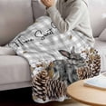 thumbnail image 3 of Rabbits Pine Cone Blanket Soft Cozy Warm Twin Blanket for Bed, Plush Fuzzy Flannel Fleece Blankets for Sofa, Sweet Home Texture Grey Plaid Farmhouse Throw Blankets for Couch, Gifts for Men, 60"x80", 3 of 9