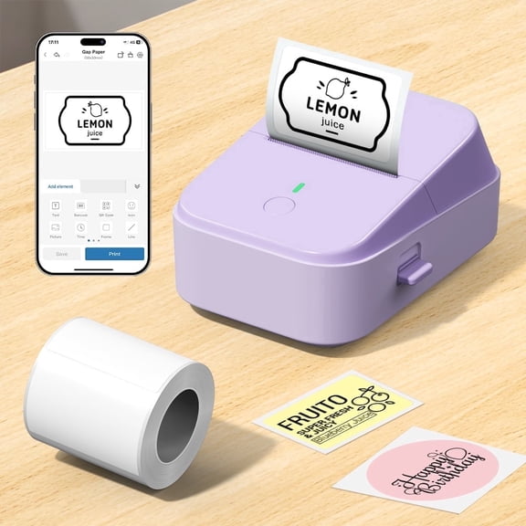 PM260 Label Maker Machine with Tape, 2 Inch Label Tape Maker Bluetooth Label Printer, Inkless Portable Label Maker, Purple