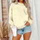 thumbnail image 1 of HongQid Women's Long Sleeve Crewneck Sweatshirt Casual Solid Color Pullover Cropped Tops, 1 of 4