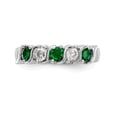 thumbnail image 4 of 14K White Gold Ring Band Wedding Diamond Round Emerald Green, Size 8, 4 of 7