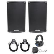 (2) FENDER FIGHTER 12" Powered DJ PA Bluetooth Speakers+Headphones+Peavey Cables