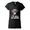 thumbnail image 2 of Wild Bobby, Pitbull to all Haters Funny, Animal Lover, Women Standard V-Neck Tee, Black, Small, 2 of 4