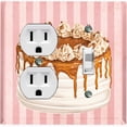 thumbnail image 1 of Metal Light Switch Plate Cover Layered Caramel Cake Striped Wallpaper Pink CAK057, 1 of 13