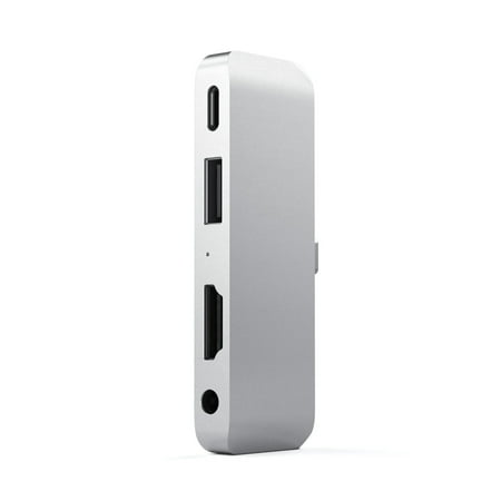 Satechi - Type-C Mobile Hub with USB-C PD Charging, 4K HDMI, USB 3.0 & Headphone Jack - 2020/2018 iPad Pro, Microsoft Surface Go - Space Gray