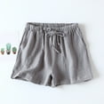 thumbnail image 6 of COMVALUE Women 2026 Shorts for Seniors Summer Casual Drawstring High Waisted Wide Leg Womens Gauze Short Shorts (Grey, L), 6 of 7