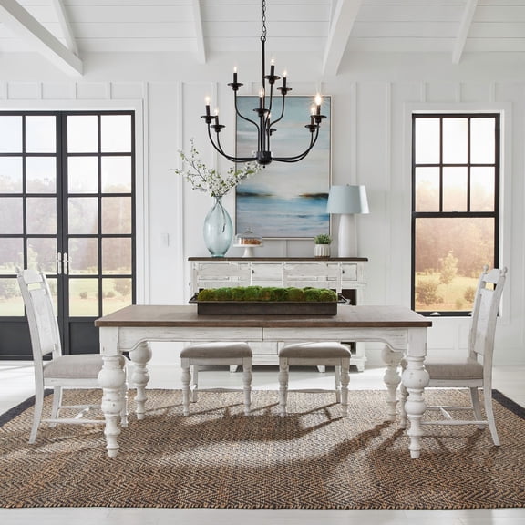 Liberty Furniture River Place 5 Piece Rectangular Table Dining Room Set White