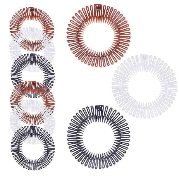 Glamlily 12 Pack 90s Zig Zag Circle Headbands with Teeth Comb, Hair Accessories for Women, 3