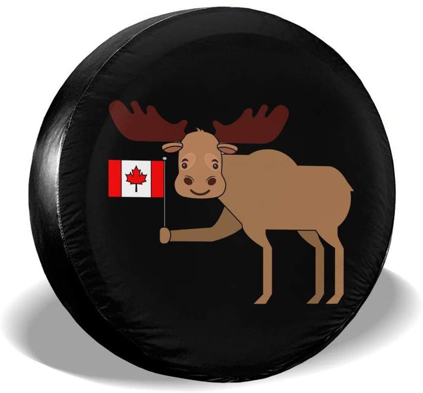 Canada Moose Canada Flag Tire Covers Waterproof UV Sun RV Trailer Tire Protectors Universal Spare Tire Wheel Cover Fits 24 to 33 Tire Diameters