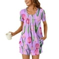 thumbnail image 4 of Xixinqiwan Women's Short Pajama Set,Womens Short Sleeve Lounge Set Crew Neck Tunic Blouse and Shorts Casual Loose Pj Sets Sleepwear with Pockets, 4 of 6