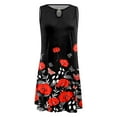 thumbnail image 4 of Black and Friday Deals 50% Off Clear! asdoklhq Womens Plus Size Clearance $5 ,Women's Vintage O-Neck Sleeveless Hollow OUt Printed Print Mini Dresses, 4 of 5