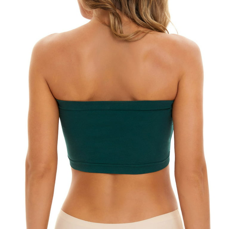 TMGONE Stretch Strapless Bra Fashionable Summer Strapless Bra Suitable For  One-Shoulder Tops， Green， M(Buy 2 Get 1 Free) 