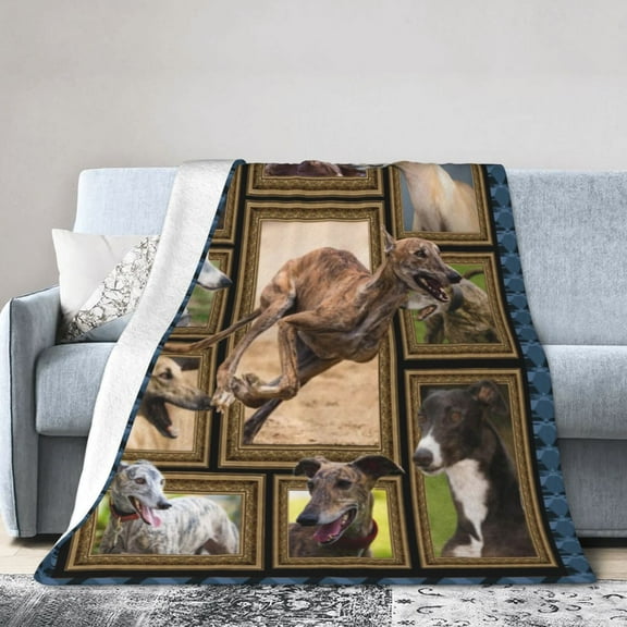 Wijzvio Greyhound Dog Throw Blanket Soft Fuzzy Fleece Blanket For Couch Bed Living Room Decoration 40"X30"