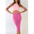 thumbnail image 4 of Vestido PRETTYGARDEN de Verano Midi Ajustado de Punto acanalado Rosa Talla S, 4 of 5