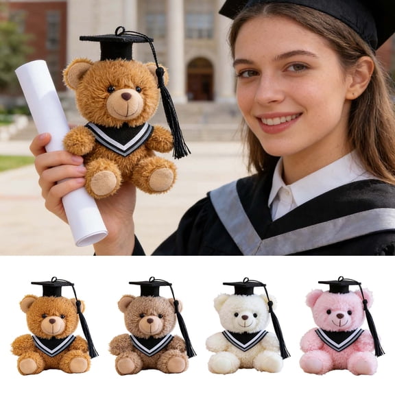 Graduation Plush Doll Toy, Classic Cap and Gown Figurine, Commemorative Graduation Gift for Classmates and friend(Brown)