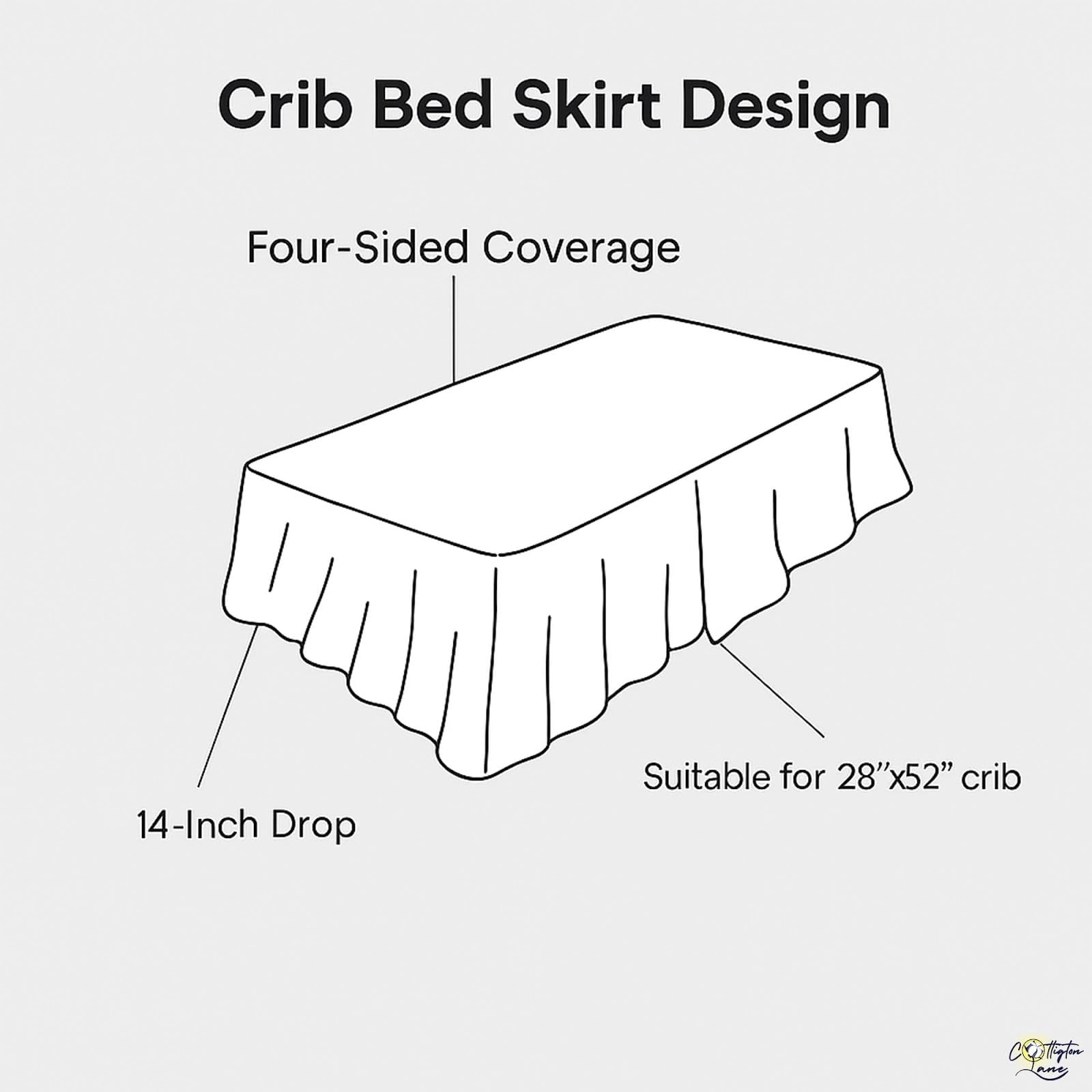 Skirt Dust Ruffle  Soft & Durable Bedding For Or Fits Standard 28" X 52" With 14" Drop Classic Ruffled Design Cute Elephant