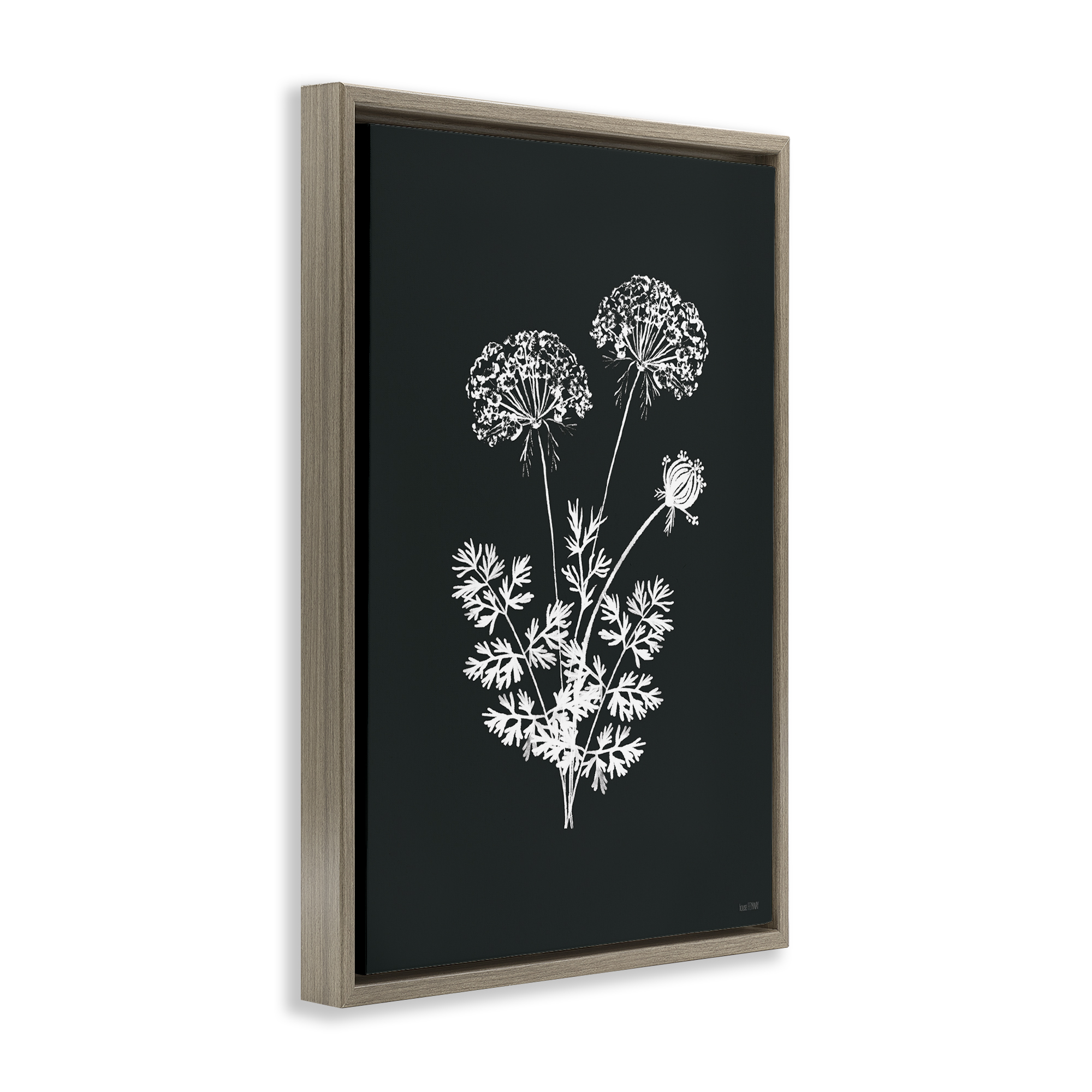 Stupell Industries Black Herb Bunches Botanical & Floral Painting Brown Floater Framed Art Print Wall Art, 21 x 31