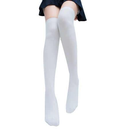 

JunDanmall 1 Pair Women Socks Solid Color Warm Autumn Winter Knitting Long Stockings for Student