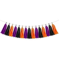 15Pcs Tassel Garland,Purple,Black and Orange Party Decorations,Party Streamers for Birthday,Fall,All Saints' Day and Thanksgiving Party Decoration Supplies
