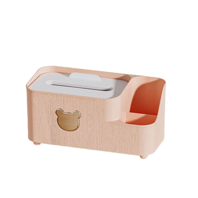 2 in 1 Desktop Facial Tissue Box Divided Space Saving Holder for Tissue Paper TV Remote Pencils Sticky Notes