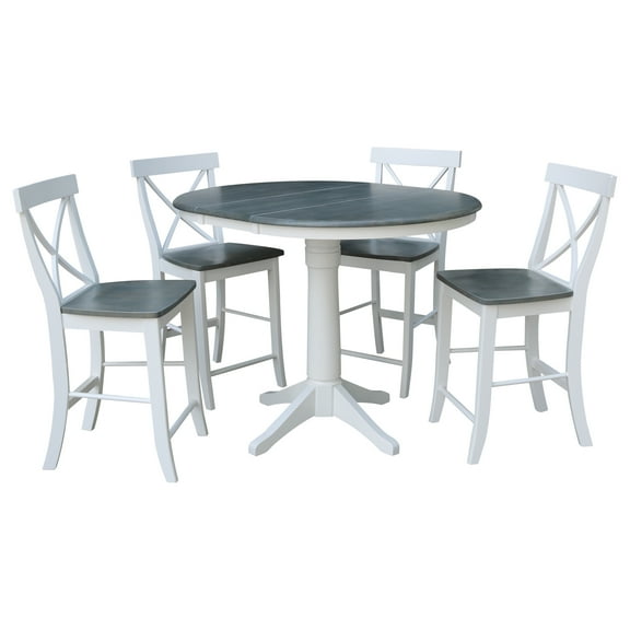 International Concepts 36" Solid Wood Extension Dining Table With 4 Stools